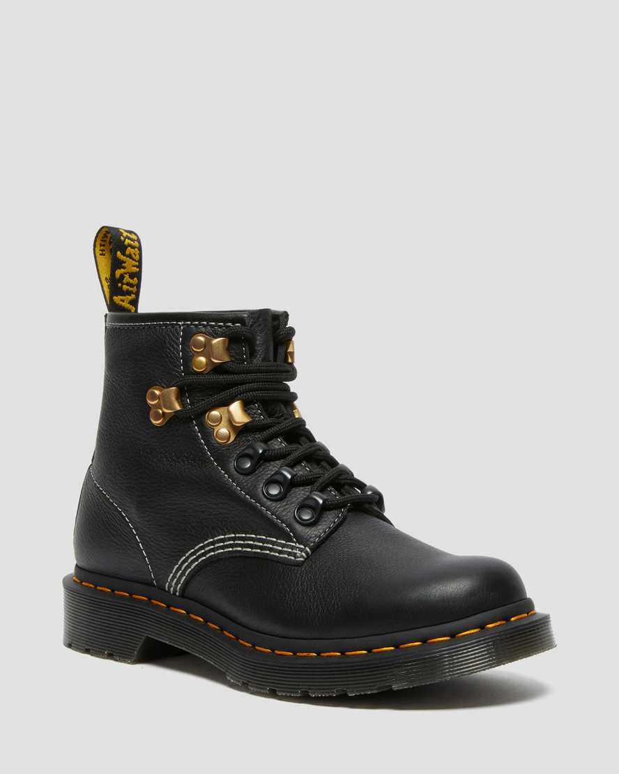 Dr. Martens 101 Hardware Virginia Nahka Naisten Nilkkurit - Mustat Nilkkurit [290-YOQCSI]